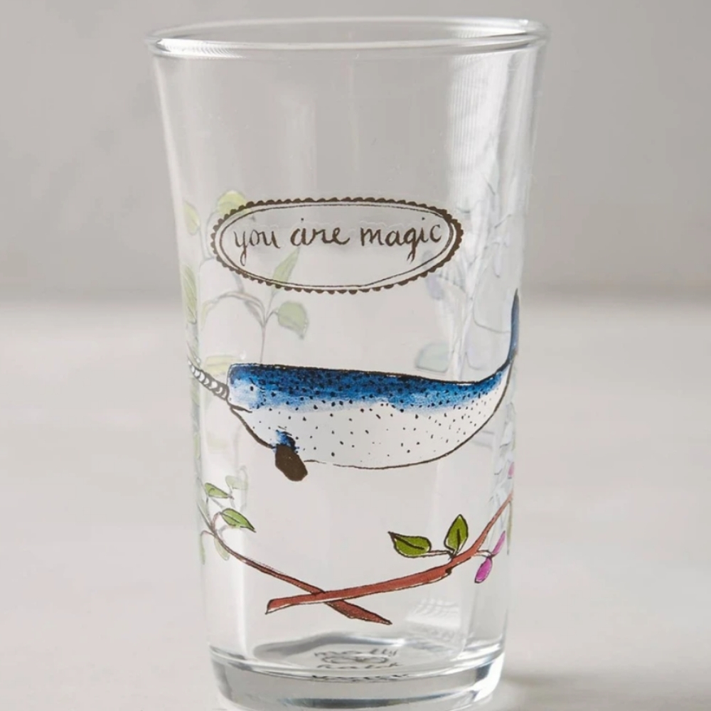 Anthropologie Molly Hatch Narwhal Juice Glass